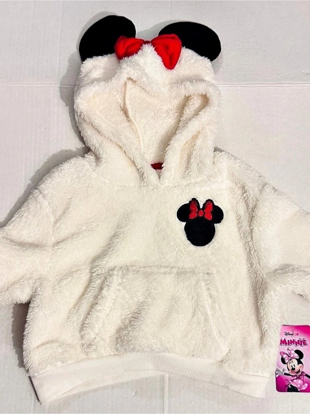 Disney Minnie Mouse Fuzzy Hooded Jacket Baby 12M NWT